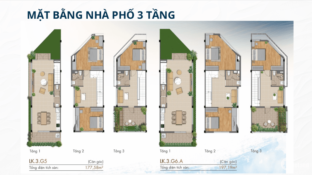 Mặt bằng Nhà phố 3 tầng điển hình