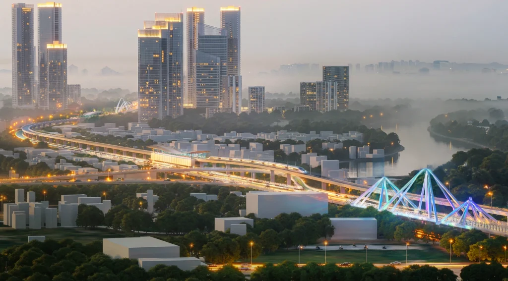 Đường trên cao Nguyễn Hữu Thọ và Metro số 4