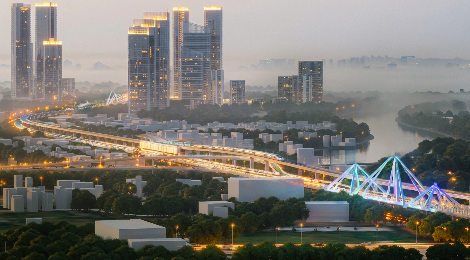 Đường trên cao Nguyễn Hữu Thọ và Metro số 4