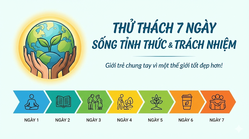 thử thách 7 ngày sống tỉnh thức và trách nhiệm dành cho các bạn trẻ
